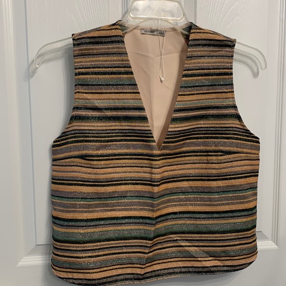 Zara NWOT W/B Collection striped crop vest size Medium - Picture 4 of 8